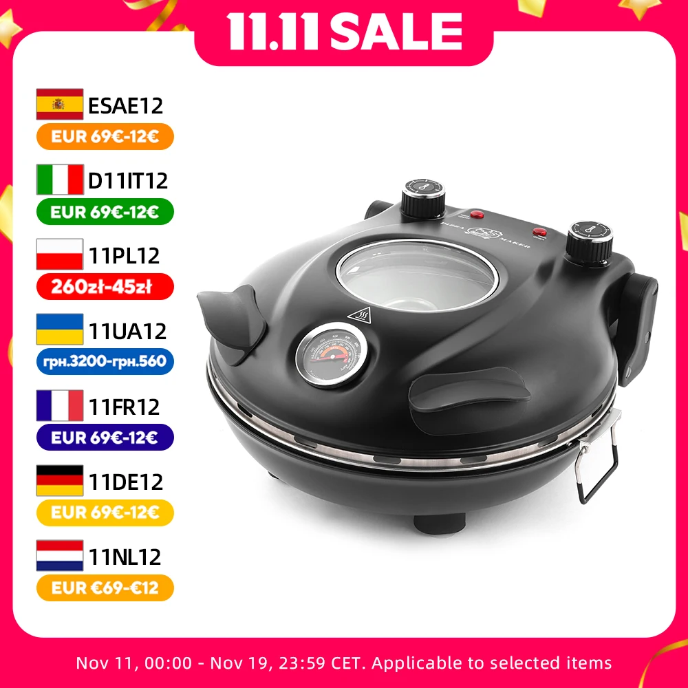 Piecyk Piec do pizzy Klaif 420 ℃ 1200 W z EU za $43.95 / ~164zł Piecyk Piec do pizzy Klaif 420 ℃ 1200 W z EU za $43.95 / ~164zł