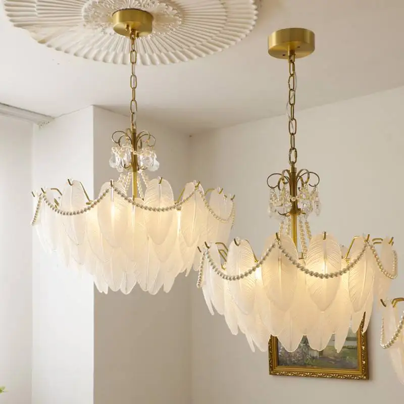 

p in the Living Room French Entry Lux Crystal Vintage Pearl Feather Chandelier Dining Room Lamp in the Living Room Bedroom Lamps