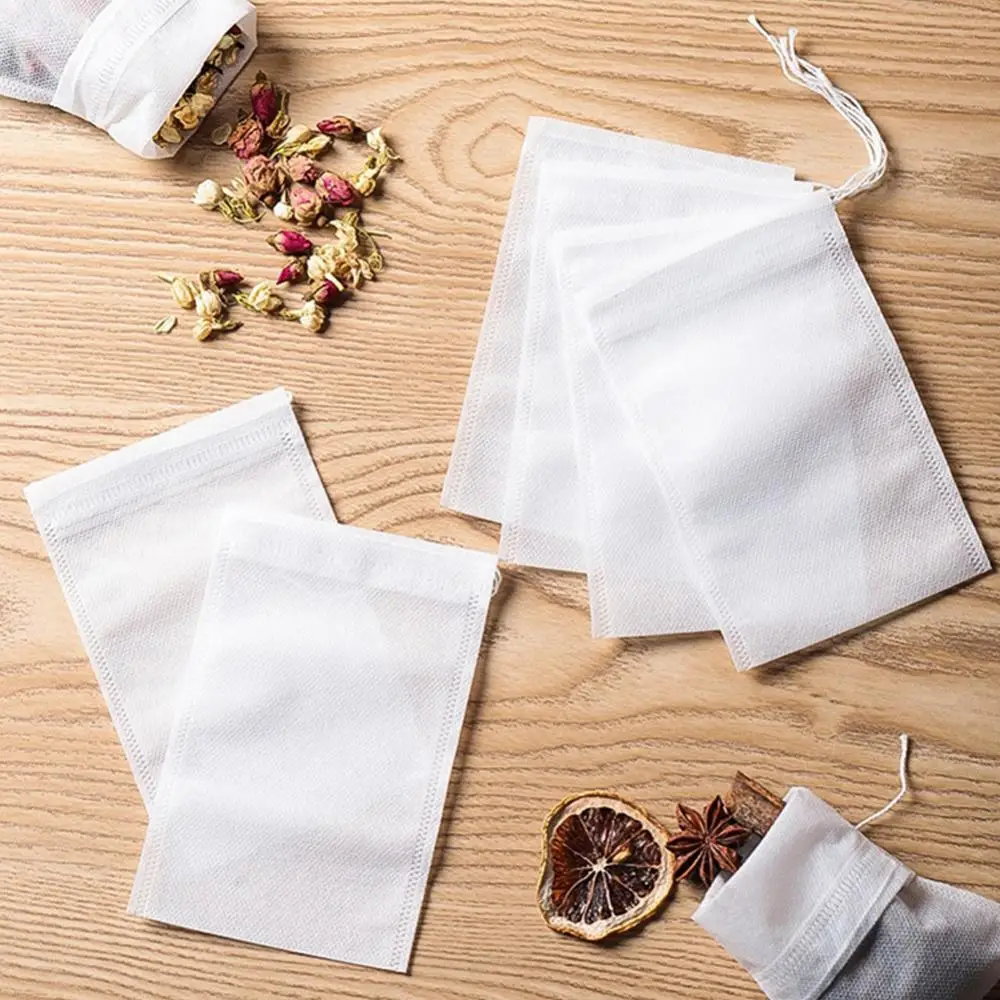 300/100Pcs Empty Tea Infuser Sachets Disposable Tea Filter Bags with Drawstring 3.15x2.36 in Safe Material for Loose Leaf