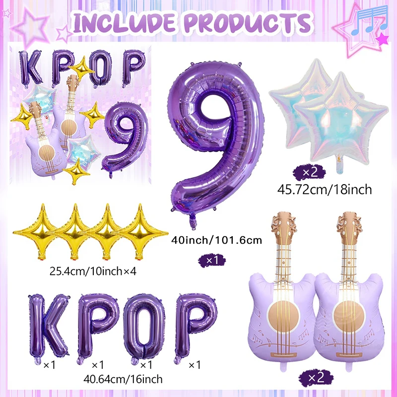Vibrant Purple Music-Themed Party Decorations Set
