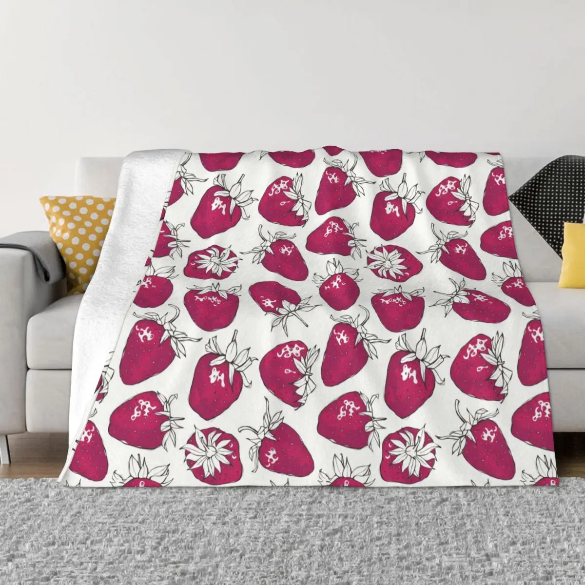 

Strawberry Pink Cute Plaid Blanket Winter Warmth All-Season Comfort Throw Blankets for Durable Long-Lasting Travel