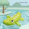 1PC Toddler Baby Bath Toy Cute Cartoon Swimming Crocodile Clockwork Wagging Tail Rotating Device Beach Baby Bath Tub Wind Up Toy 4