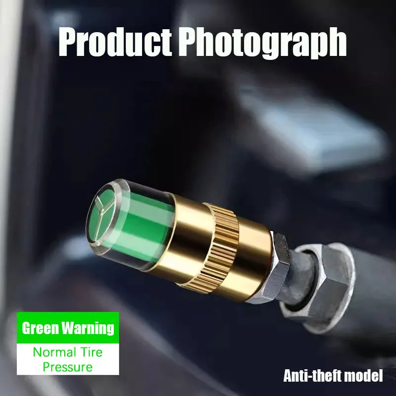 4개/세트 자동차 타이어 압력 모니터 캡 경고 표시기 타이어 밸브 캡 게이지 자동차 액세서리 자동차 타이어 압력 게이지 캡