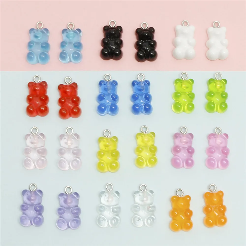 

20pcs 12*20mm Candy Bear Charm for Jewelry Making Resin Animal Charms Pendants Fit Necklaces Earrings DIY Crafts