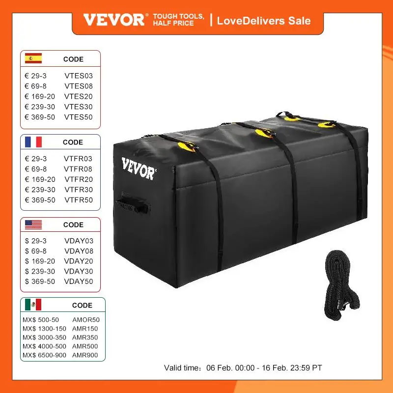 VEVORHitchCargoCarrierBagWaterproof840DPVC111222CubicFeet