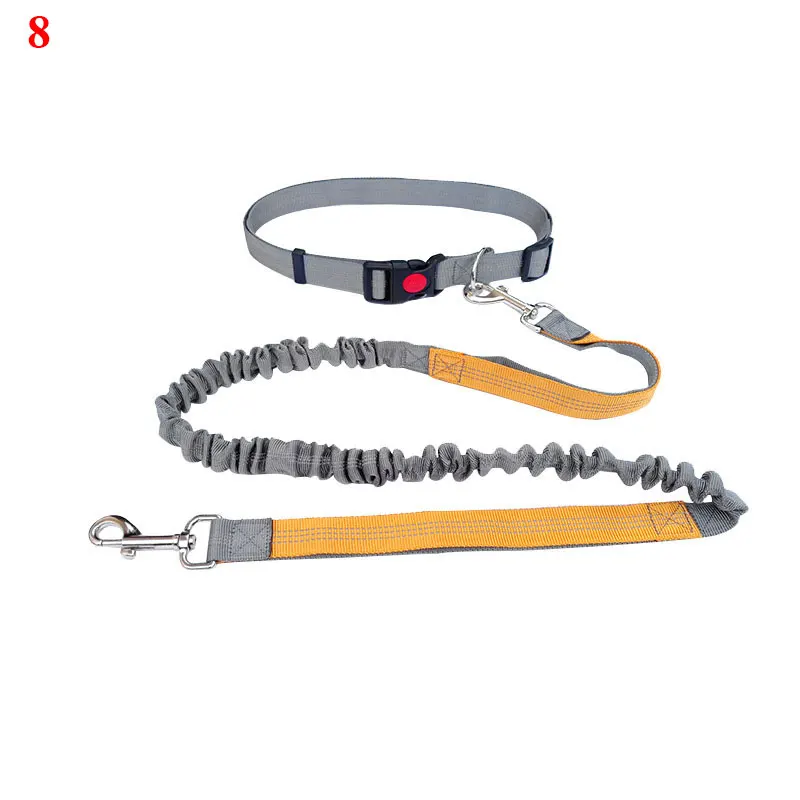 2021 Adjustable Reflective Leash Traction Rope Pet Dog Running Belt Elastic Hands Freely Jogging Pull Dog Collar D-ring Leashes 