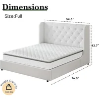Full Size Bed Frame with Velvet Tufted Headboard, Curved Wingback Design, Wooden Slats Support, Upholstered Bed Frame 2