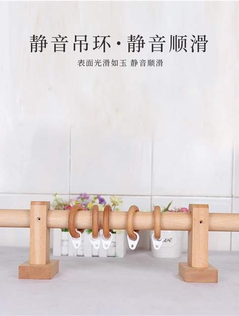 Natural Beech Wood Curtain Rods bracket Roman Poles Single Double holder  Japanese Wooden Track Brackets Accessories Home Decor - AliExpress