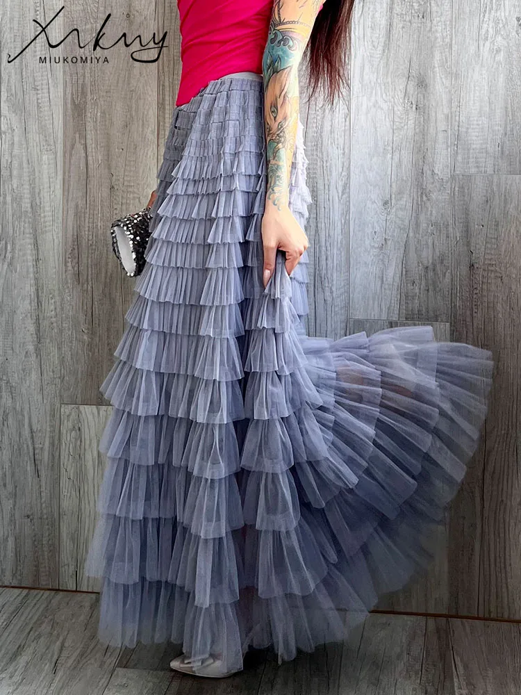 Gonna Lunga In Tulle Con Vita Alta Elastica - Elegante E Romantica Per Matrimoni E Feste