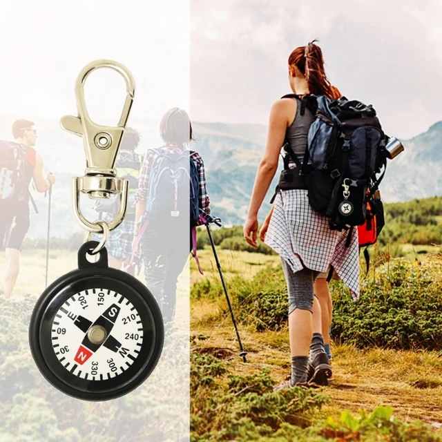 Porte-clé boussole de randonnée, accessoire de survie, pour la