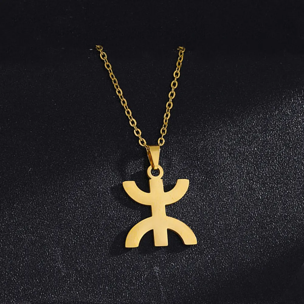 YILUOCD Vintage Africa Berbers Symbol Necklaces For Women Kabyle Berber Jewelry Amazigh ⵣ Letter Ethnic Powerful Amulet