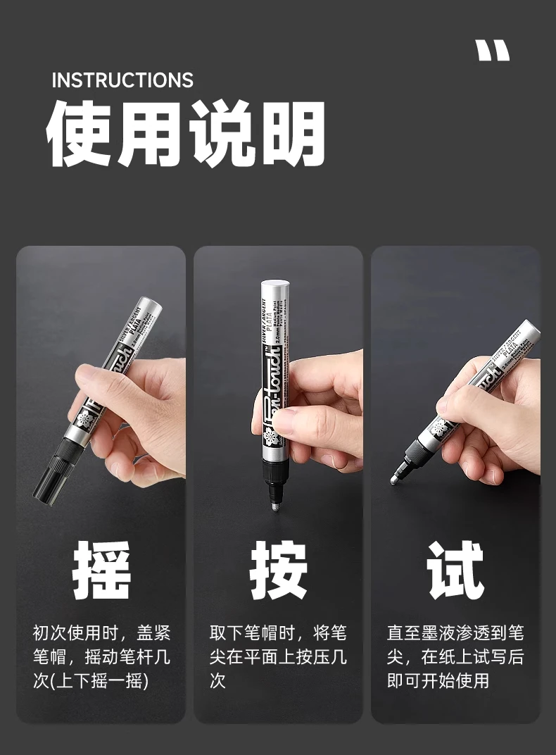1/3 SAKURA Pen-Touch-Farbmarker, Permanentmarker – verschiedene Metallic-Farben für Leinwand, Keramik, Stahl, Metalle, jede Oberfläche – Detail 9
