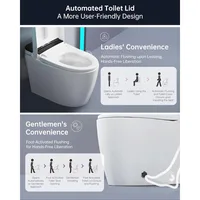 Smart Toilet,One Piece Bidet Toilet for Bathroom with Auto Open & Close Lid and Seat,Warm Water and Dry,Heated Seat,Foot Sensor 2