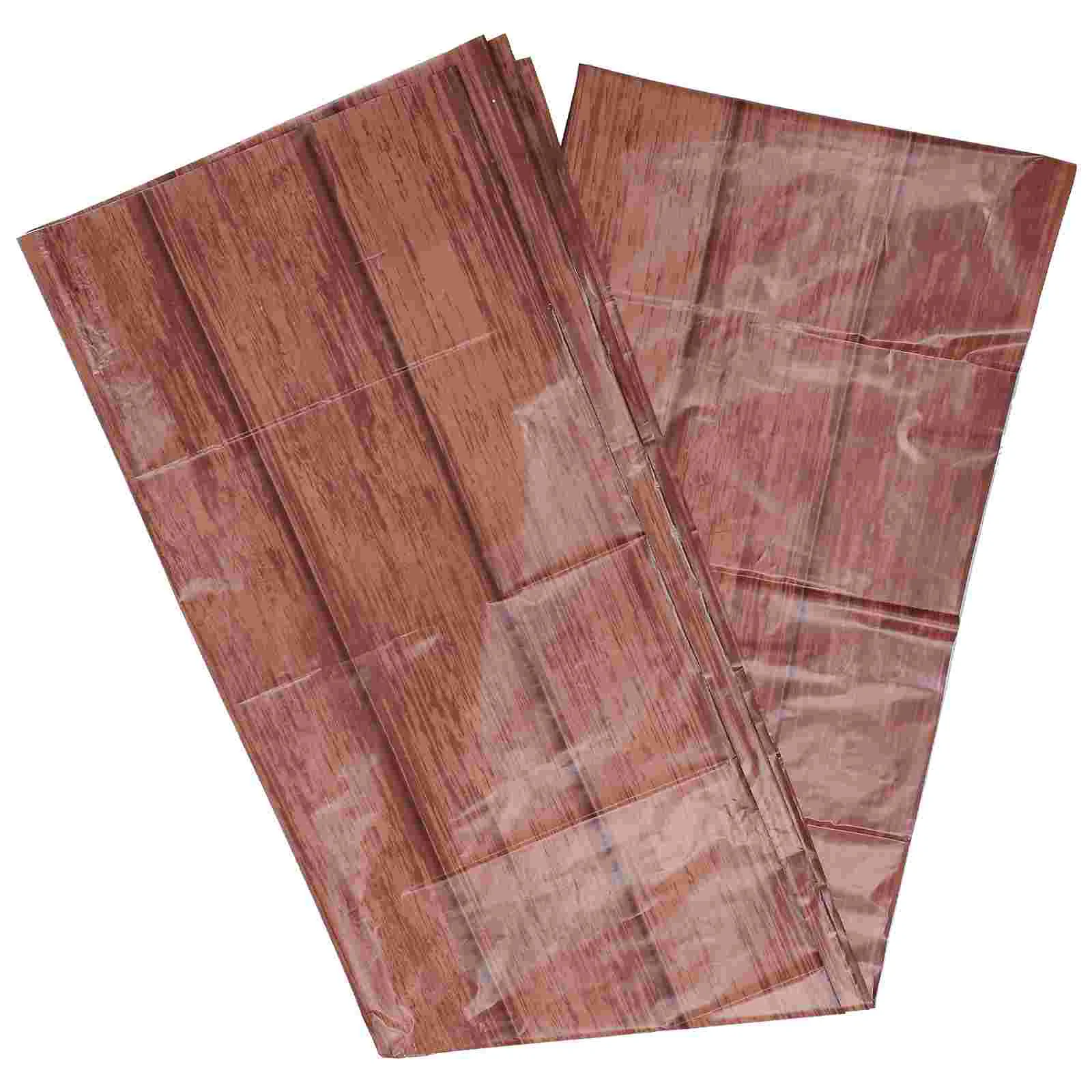 

4 Pcs Wood Grain Pe Tablecloth Farmhouse Kitchen Decor Plastic Disposable Decorative Runner Wedding