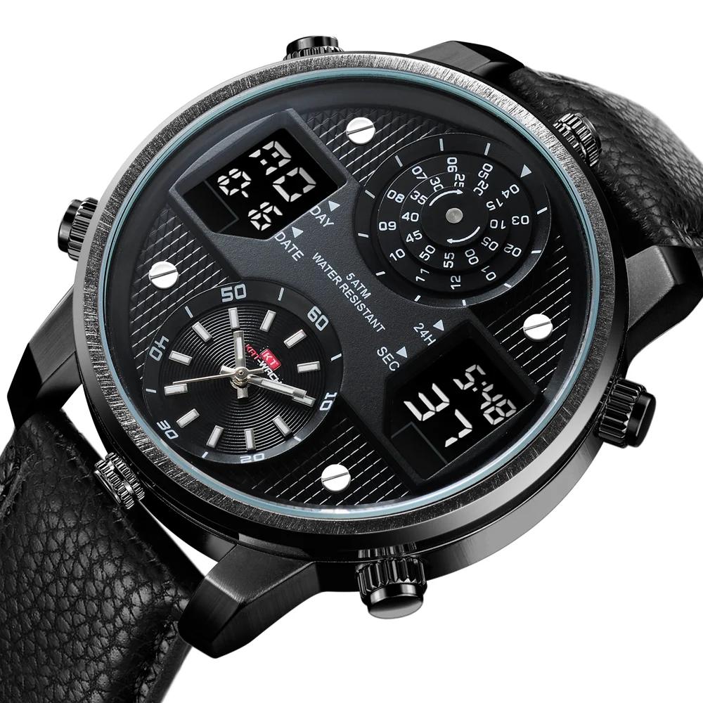 Pro Chronograph Watch: Triple Engine Movement (2 Analog + 1 Digital ...