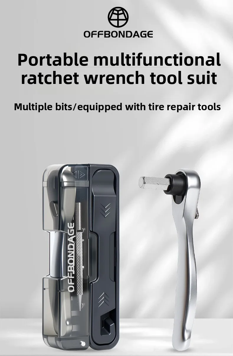 OFFBONDAGE Fahrradwerkzeuge Drehmomentschlüssel Sechskantschlüssel-Set Mini Tragbares Multifunktionswerkzeug-Kit MTB Fahrradreifen-Reparaturwerkzeuge Reifenheber – Detail 1