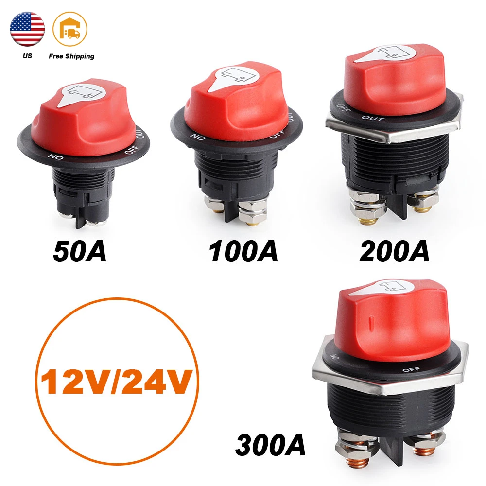 50A 100A 200A 300A DC 12V Batterietrennschalter 12V Batterie-Stromkreisschalter Trennschalter-Set für LKW, Auto, Motorrad, Boot