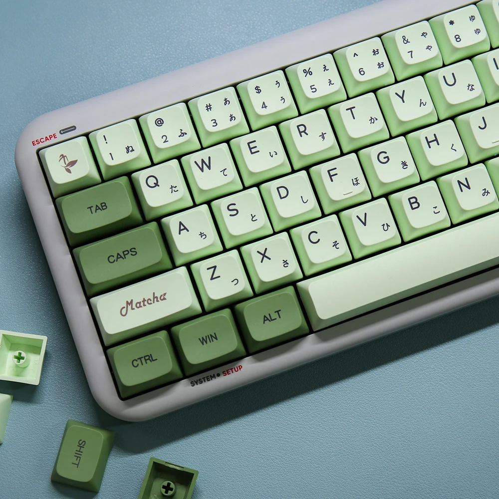 

124 Keys Matcha Keycap XDA Profile PBT Keycaps Russian Japanese English for Cherry Mechanical Keyboard Key Caps Keycap Custom