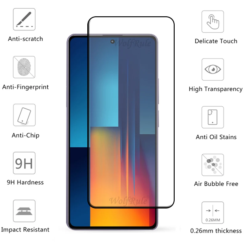 Universal 6-in-1 Tempered Glass Screen Protector with Full Glue Cover and Lens Protection