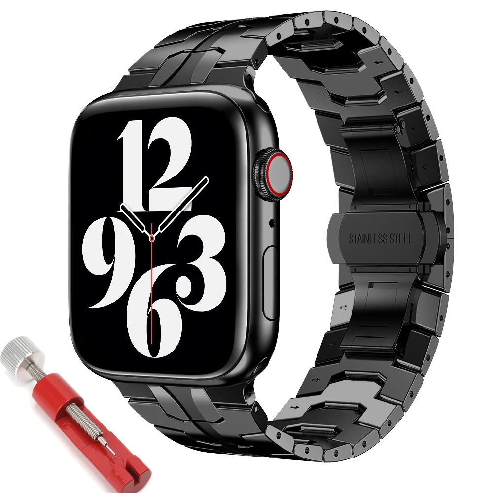 Luxury strap For Apple watch band 45mm 44mm 42mm 41mm 40mm 38mm Metal stainless steel Bracelet iWatch Series 7 6 SE 5 4 3