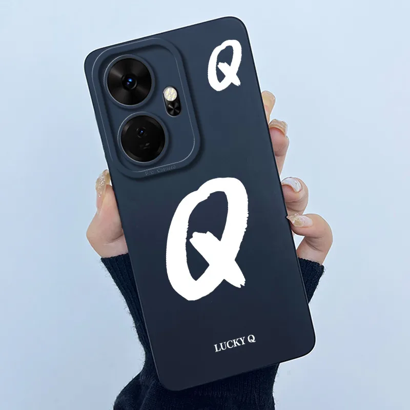 Shockproof Liquid Silicone Soft TPU Case with Lucky Initial Design