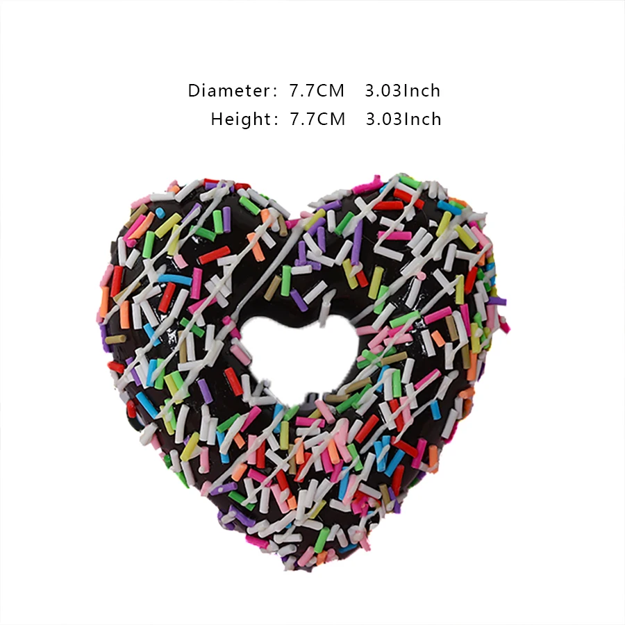 Heart Shaped Doughnuts Dessert Wedding Party Decoration Cake Decoration Photography Professional Simulation Cake Model 6PCS/Set