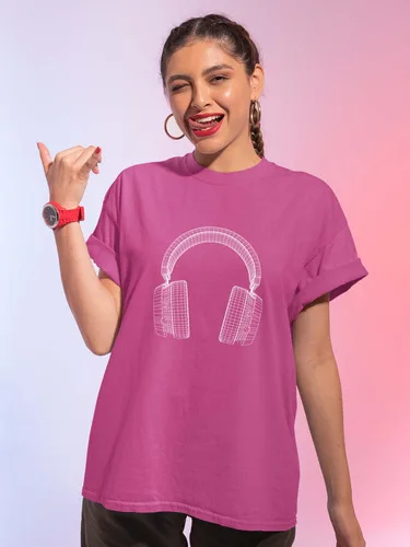 Camiseta Feminina Oversized Estampada Fone