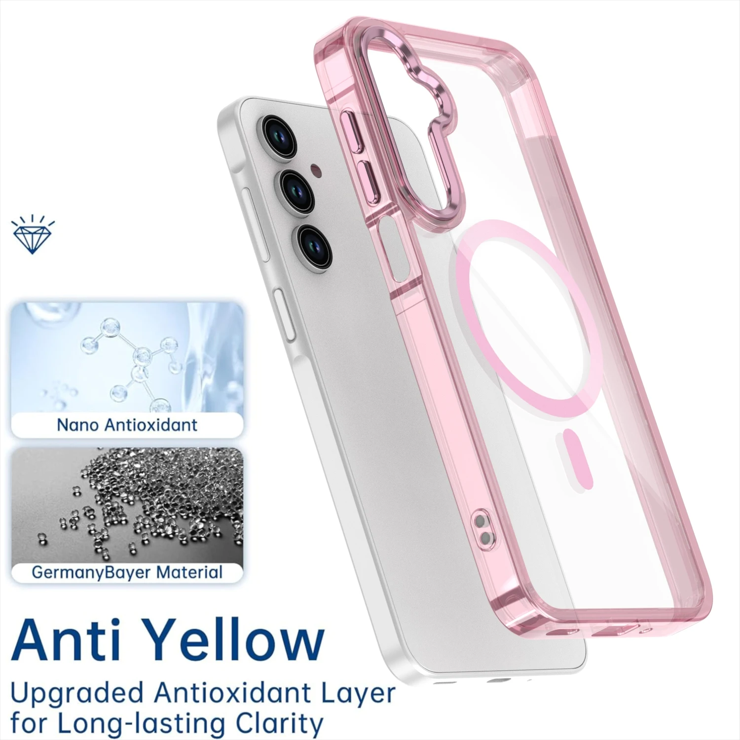 Clear Magnetic Phone Case, Shockproof Slim Protective Cover with MagSafe Compatibility