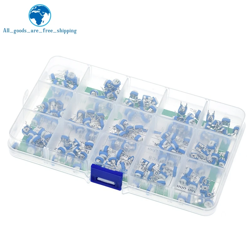 1 BOX = 150 Stück RM065 Trimmer-Potentiometer-Set 220/470/1K/3,3K/4,7K/10K/20K/30K/47K/100K/200K/300K/500K/1M Ohm RM-065 Potentiometer – Detail 4