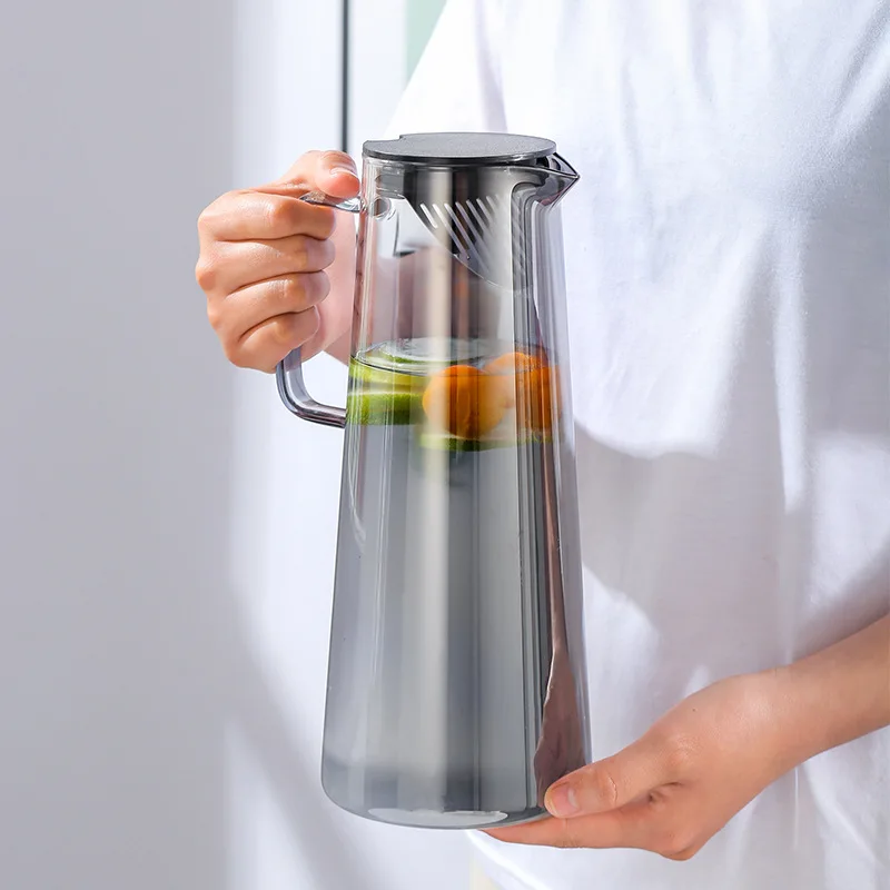 Gray Glass Water Pitcher with Handle Heat Resisttant Cold Hot Kettle Large-capacity Tea Pot Water Bottle Juice Jug Gray Amber