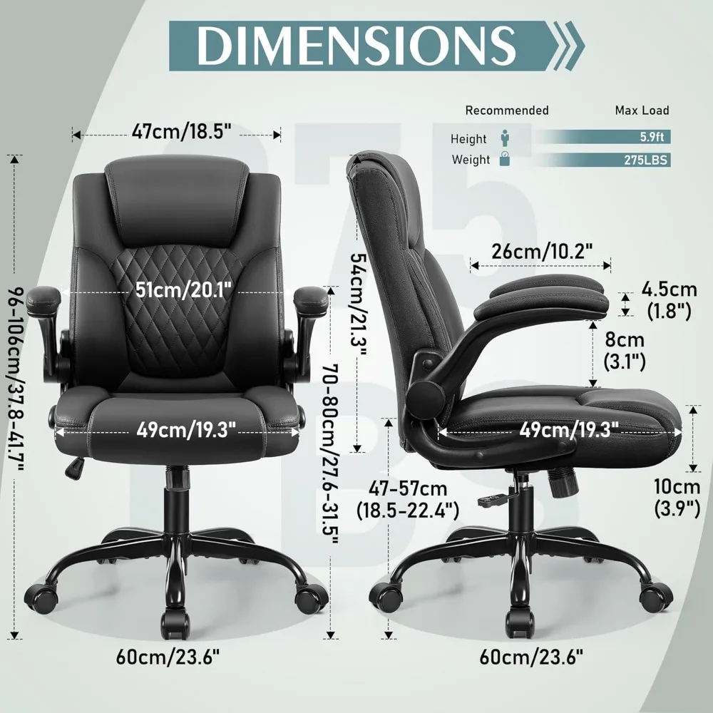 Leather Office Chair, PU Home Computer Desk Chairs with Ergonomic Back Support, 360°Swivel Free，Small Gmaing Chair 3