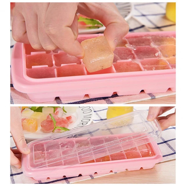 Food-grade Silicone Ice Cube Tray with Lid and Storage Bin for