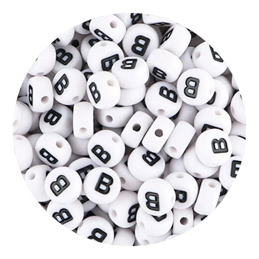 50/100/200 teile/los 7x4mm Weiß A-Z Runde Alphabet Acryl Buchstaben Perlen Lose Spacer für Schmuck Machen DIY Armband Zubehör – Detail 8