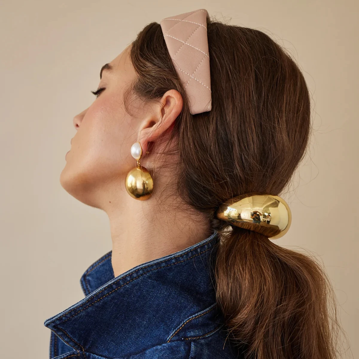 Hair Accessories Metal Hair Ties JewelryPoster 6.8cm*3.2cm Simple Rubber Band Stainless Steel Waterproof For Women