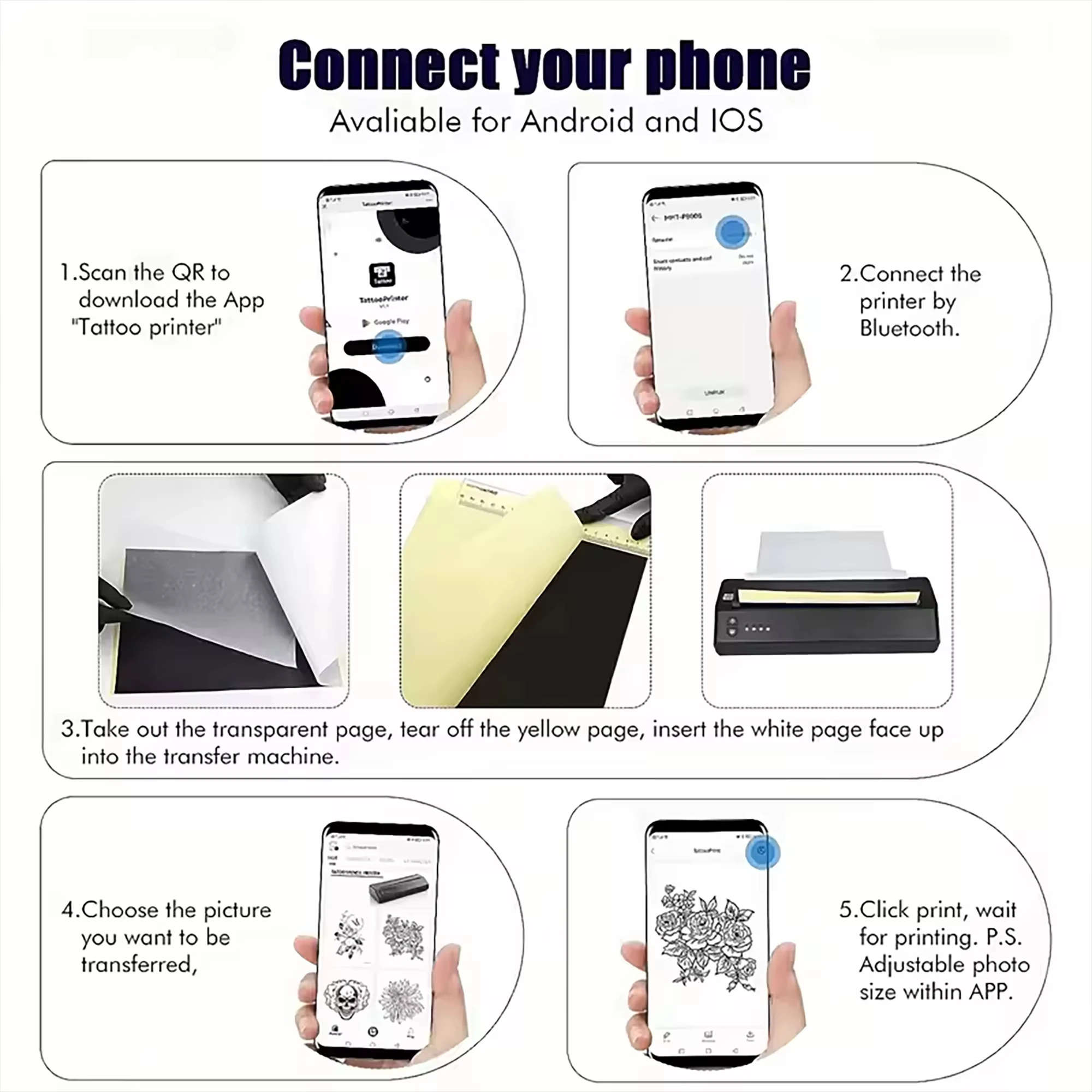 10/20/30/50/100PCS A4 문신 전사지 문신 용품 탄소 열전사지 문신 스텐실 복사 트레이싱 페이퍼