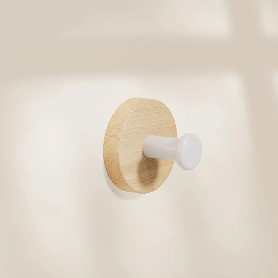 Walnut Wood Door Hook Adhesive Bathroom Towel Rack No-Drill Wall-Mounted Coat Hanger Wooden Hook for Kitchen or Bathroom 4