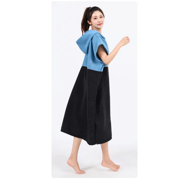 퀵 드라이 후드 스윔 판초 랩 (다이빙, 해변용) 방풍 체인징 타월 로브