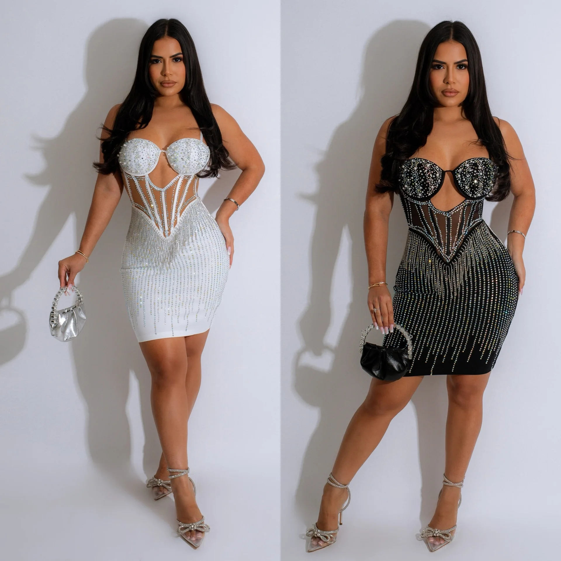 Сексуальный ночной клуб, женский стиль, сексуальный женский Выпускной, сексуальный ремень с перламутровыми полосками, эластичные платья с лямкой на шее