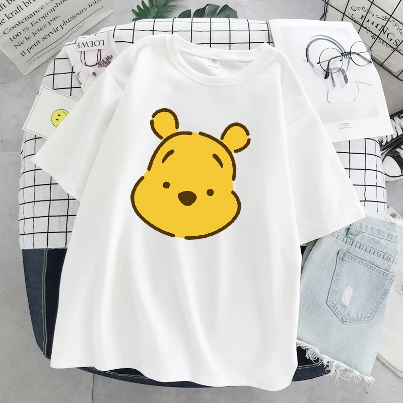 T-Shirt Da Donna Disney Winnie The Pooh Ulzzang Fashion Winnie The Pooh Plus Size Cartoon White Pure Cute Top Ladies Tops