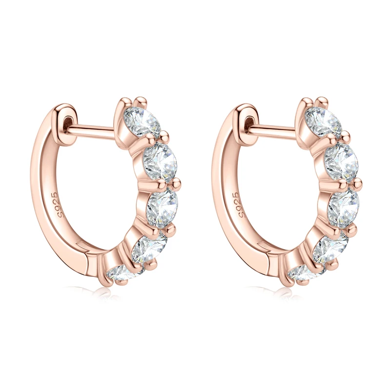 IOGOU 3.5mm D Color Moissanite Hoops Earring 100% Real 925 Silver Rose Gold Plated Huggie Earring For Women Girl Fine Jewelry 3