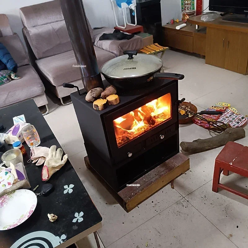 Luxury Real Fire เตาผิง Chimney เตาไม้เครื่องทําความร้อนในครัวเรือนเตาชนบทในร่ม Villa บ้านเตาผิงตกแต่ง N 1