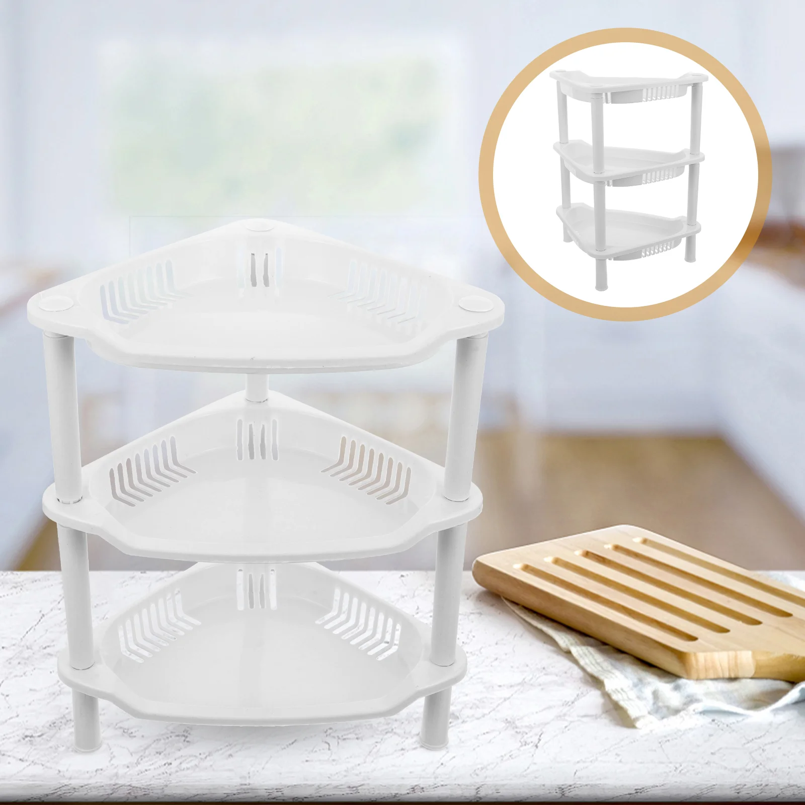 

Layer Plastic Small Storage Shelves Plastic Basket Corner Shelf Organizer Desk Stand Rack Bathroom Shelves Household Kitchen