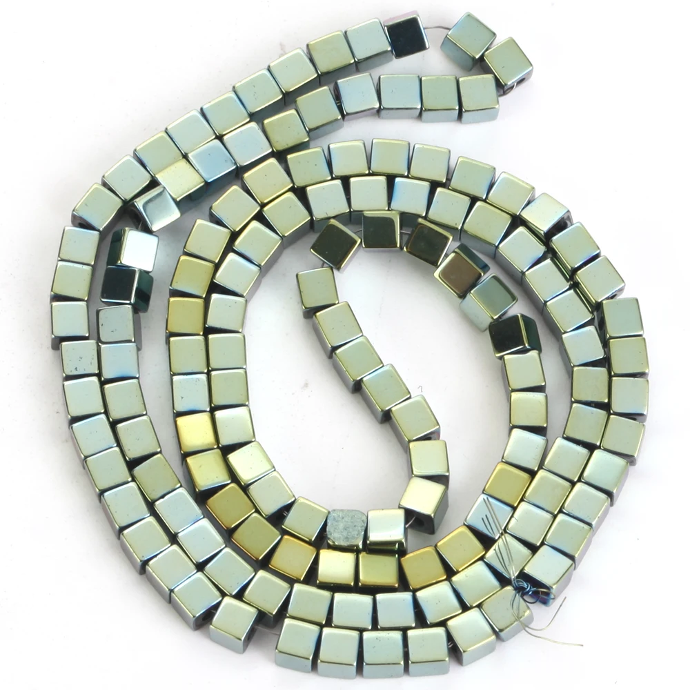 Natürliche Stein Überzug Bunte Cube Form Quadratisch Hämatit Lose Spacer Perlen für Schmuck Machen DIY Armband Statten 2/3/4mm – Detail 15