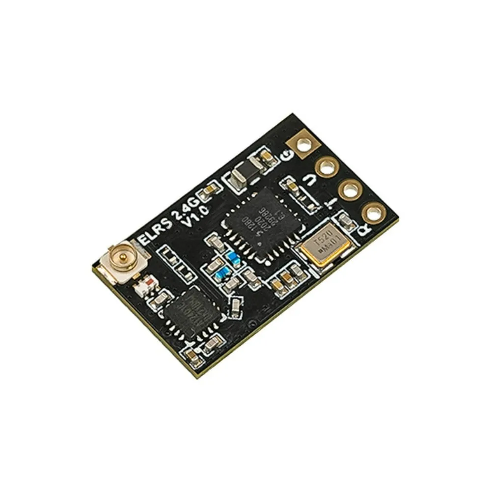 Antenne FPV ELRS 915MHz pour drone, gros plan sur le connecteur et la base articulée.