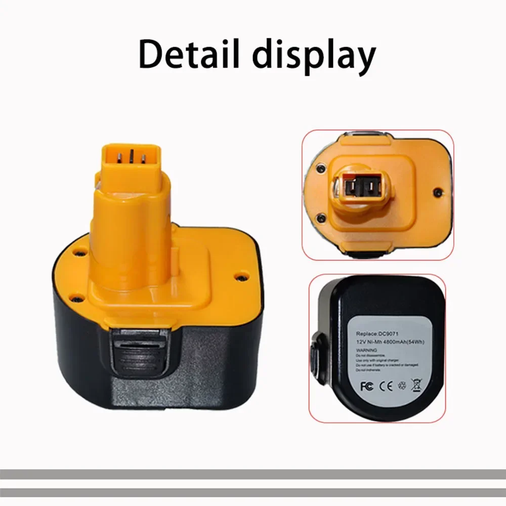 12V 4800mAh Ni-MH battery For Dewalt DE9071 DC9071 DE9074 DE9075 DE9501 DE9072 12V Battery Power Tool 3