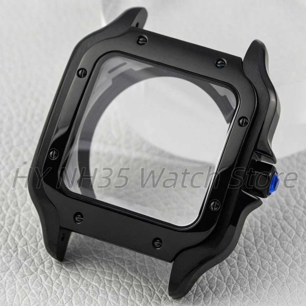 Elegant Stainless Steel Watch Case with Bracelet, 38mm Square Design, Waterproof for NH3x Movements, 27mm Dial Mod Parts