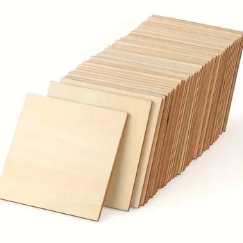 Wood Square 4x4cm Blank Wood Sheet for Crafts, Thin Unfinished Wood Squares for Wood Burning Painting Staining Wood Engrav 1