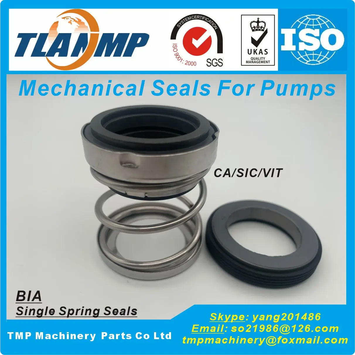 BIA-19 BIA/19 Mechanical Seals -Rubber Below Water Pump Seal (Material:CA-CE-NBR, CA-SIC-VIT, SIC-SIC-VIT, TC-TC-VIT)