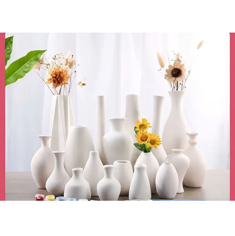 Ceramic Burnt Vase Kindergarten White Embryo Color Painting Handmade Art DIY Model Non Gypsum Handicrafts Flower Pot ZD840