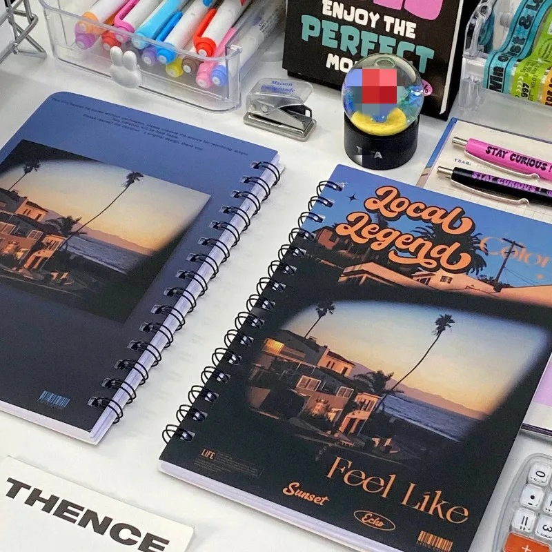 Caderno Retro com Linha Horizontal Branco Página Interna Notepad Kawaii Sobremesa Estilo Americano Scrapbook Journal a5 50 Folhas - Imagem 4